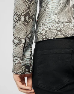 PHILIPP PLEIN Python Leather Bomber Skull><noscript><img data-lazyloaded=