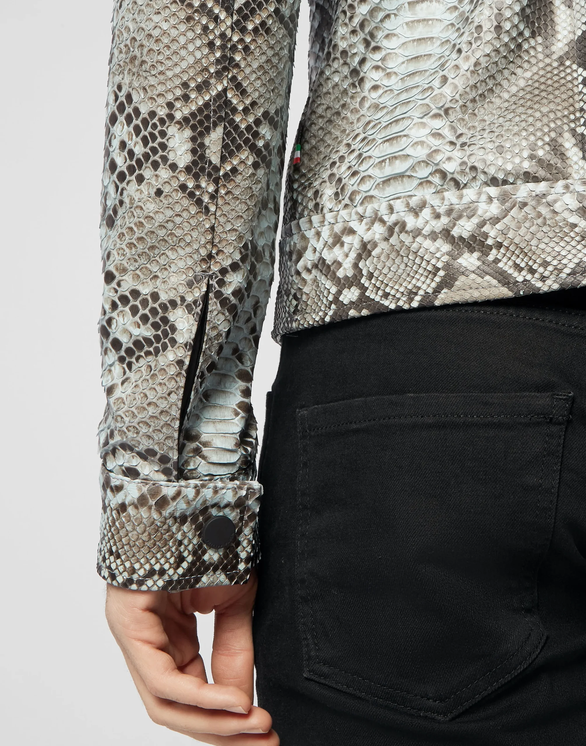 PHILIPP PLEIN Python Leather Bomber Skull>Uomo Giacche Di Pelle|Giacche E Cappotti