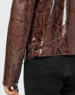PHILIPP PLEIN Python Leather Jacket><noscript><img data-lazyloaded=
