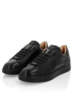 PHILIPP PLEIN Python Leather Lo-Top Sneakers Hexagon><noscript><img data-lazyloaded=