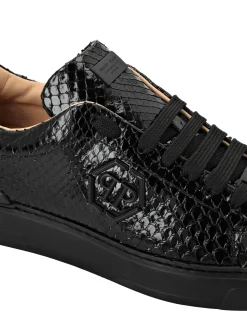 PHILIPP PLEIN Python Leather Lo-Top Sneakers Hexagon><noscript><img data-lazyloaded=