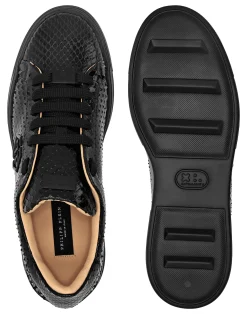 PHILIPP PLEIN Python Leather Lo-Top Sneakers Hexagon><noscript><img data-lazyloaded=
