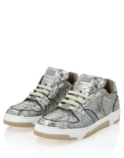 PHILIPP PLEIN Python Leather Lo-Top Sneakers Hexagon><noscript><img data-lazyloaded=