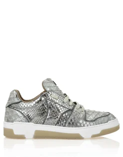 PHILIPP PLEIN Python Leather Lo-Top Sneakers Hexagon><noscript><img data-lazyloaded=