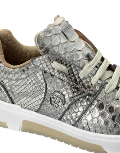 PHILIPP PLEIN Python Leather Lo-Top Sneakers Hexagon><noscript><img data-lazyloaded=