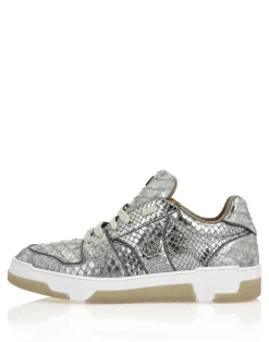 PHILIPP PLEIN Python Leather Lo-Top Sneakers Hexagon><noscript><img data-lazyloaded=