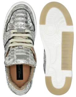 PHILIPP PLEIN Python Leather Lo-Top Sneakers Hexagon><noscript><img data-lazyloaded=