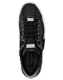 PHILIPP PLEIN Python Leather Lo-Top Sneakers Hexagon><noscript><img data-lazyloaded=