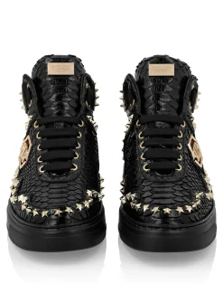 PHILIPP PLEIN Python Leather Mid-Top Sneakers Studs>Uomo High Top Sneakers|High Top Sneakers