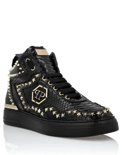 PHILIPP PLEIN Python Leather Mid-Top Sneakers Studs>Uomo High Top Sneakers|High Top Sneakers