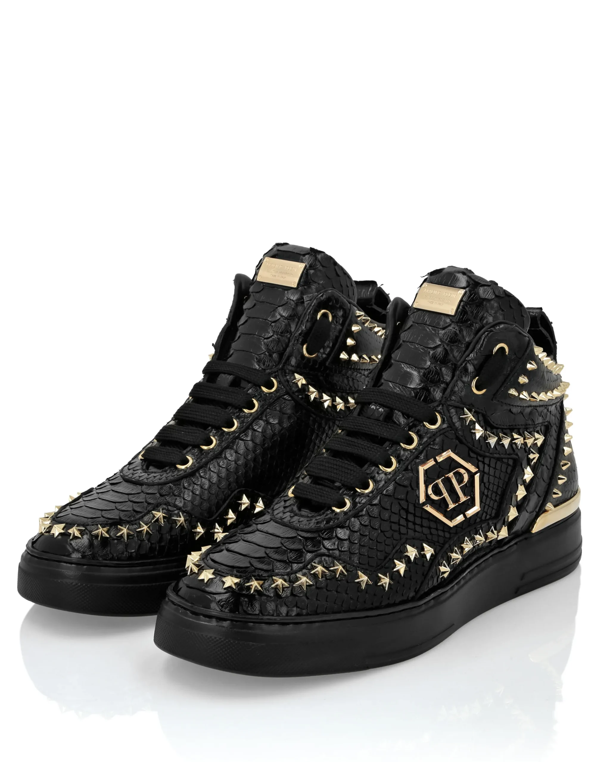 PHILIPP PLEIN Python Leather Mid-Top Sneakers Studs>Uomo High Top Sneakers|High Top Sneakers