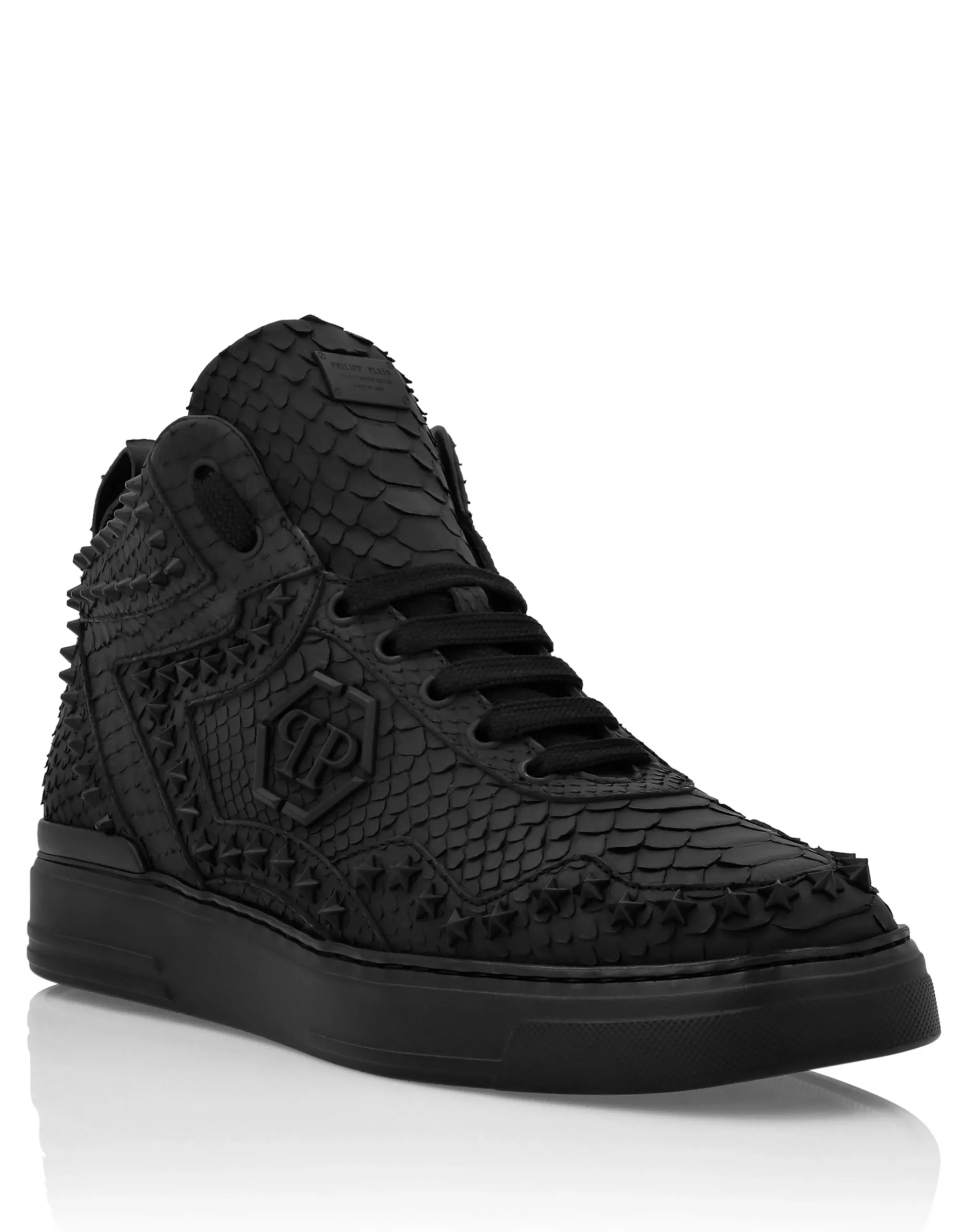 PHILIPP PLEIN Python Leather Mid-Top Sneakers Studs>Uomo High Top Sneakers|High Top Sneakers