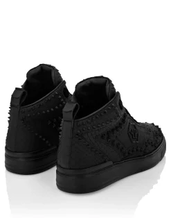 PHILIPP PLEIN Python Leather Mid-Top Sneakers Studs><noscript><img data-lazyloaded=