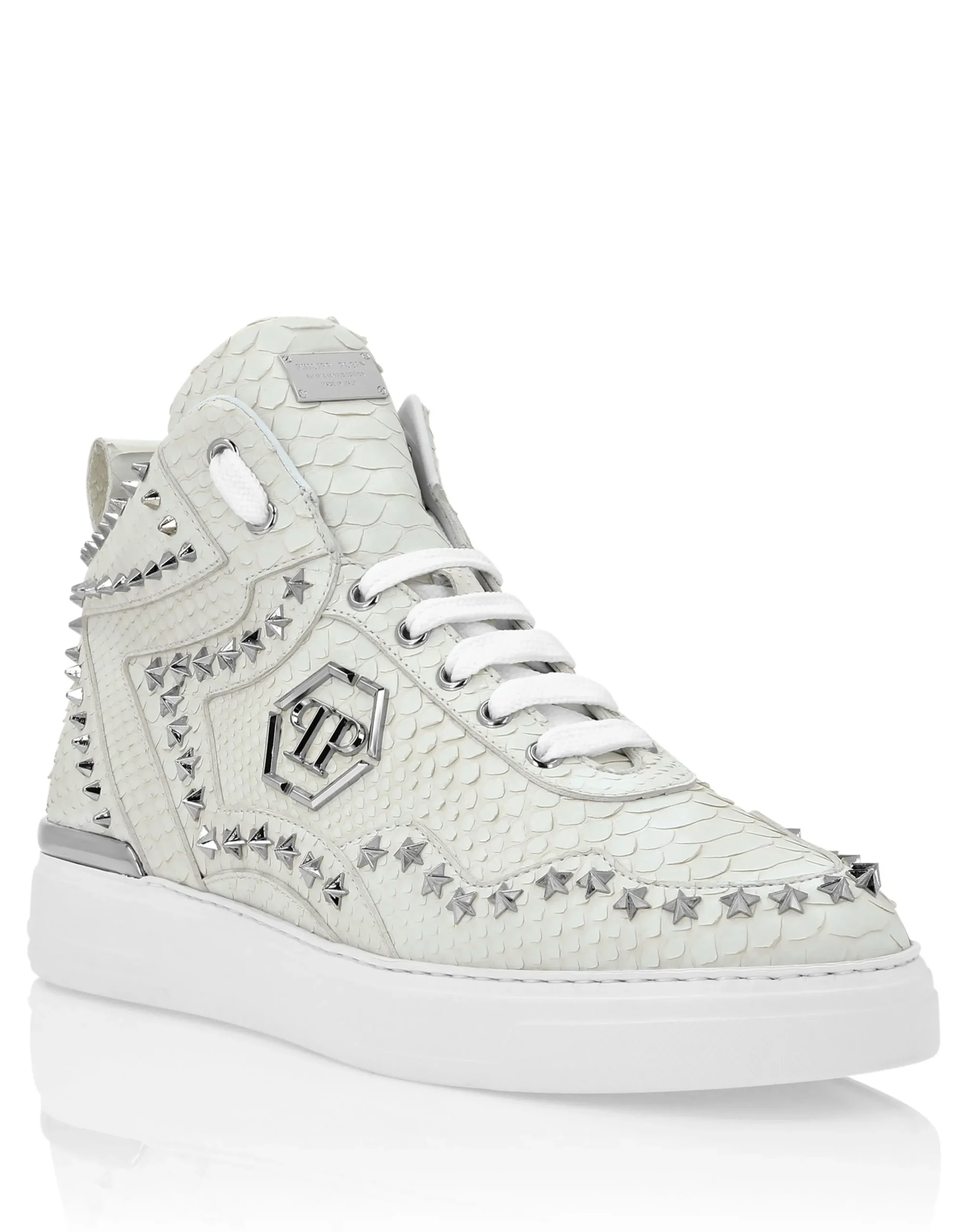 PHILIPP PLEIN Python Leather Mid-Top Sneakers Studs>Uomo High Top Sneakers|High Top Sneakers