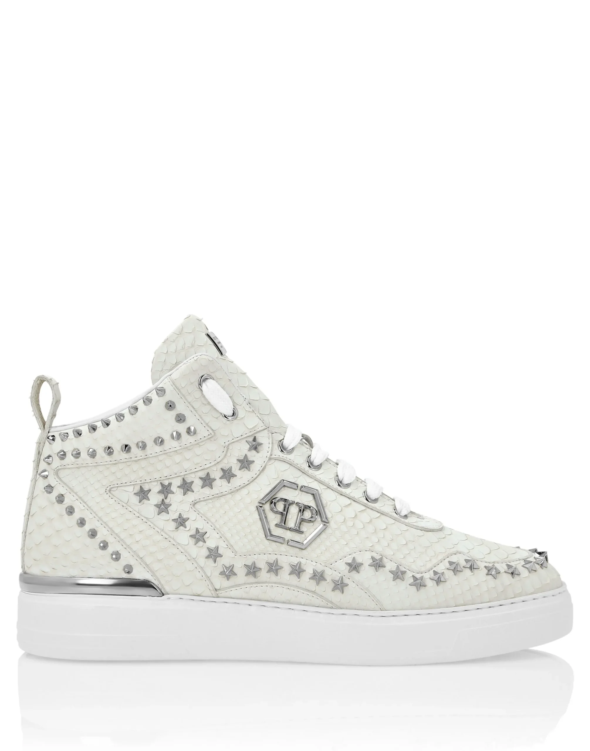 PHILIPP PLEIN Python Leather Mid-Top Sneakers Studs>Uomo High Top Sneakers|High Top Sneakers