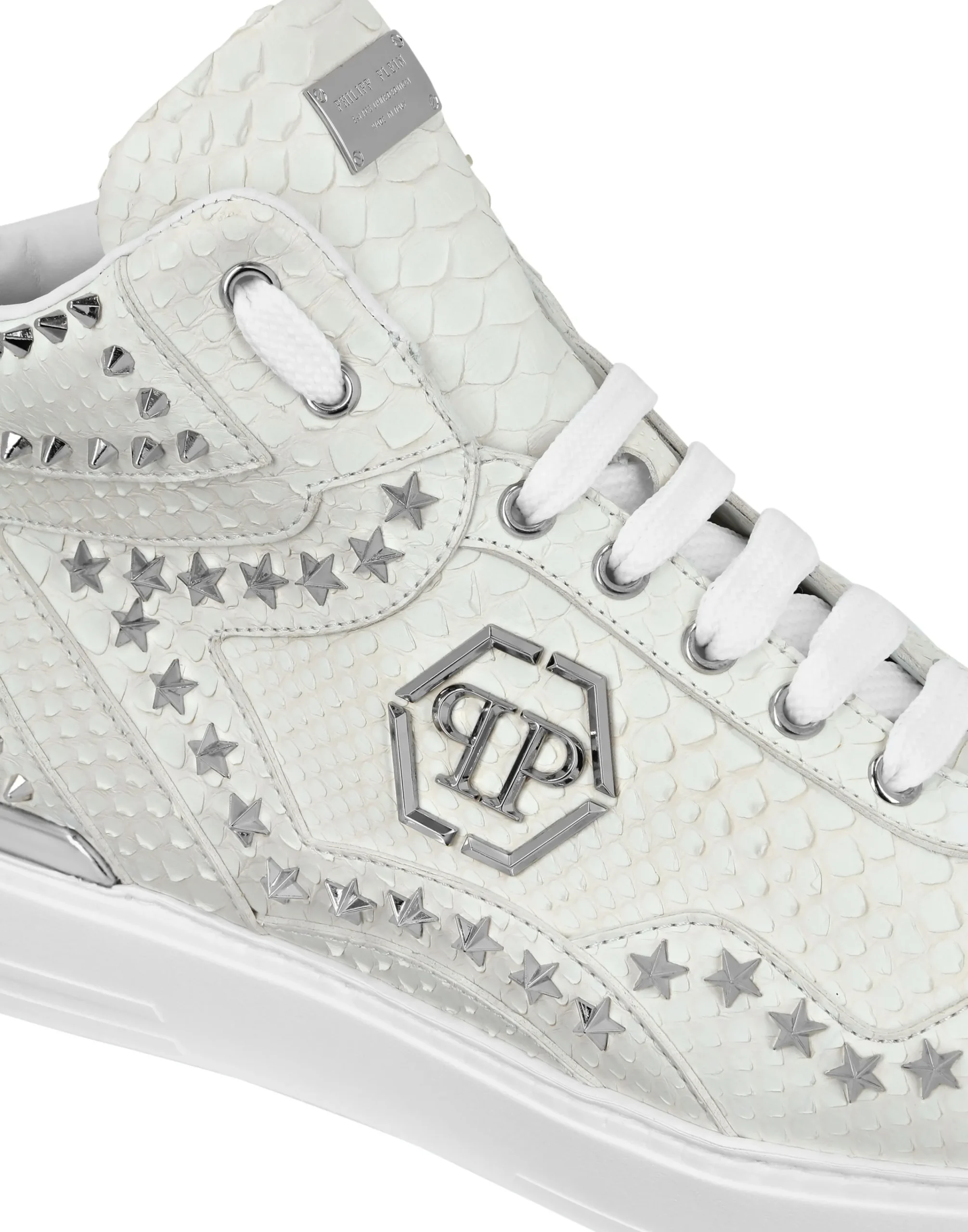 PHILIPP PLEIN Python Leather Mid-Top Sneakers Studs>Uomo High Top Sneakers|High Top Sneakers