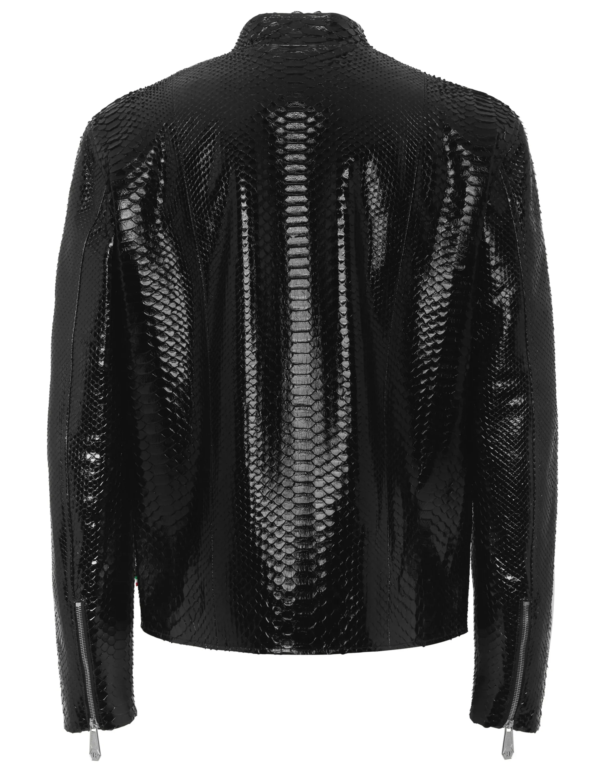 PHILIPP PLEIN Python Leather Moto Jacket>Uomo Giacche Di Pelle|Giacche E Cappotti