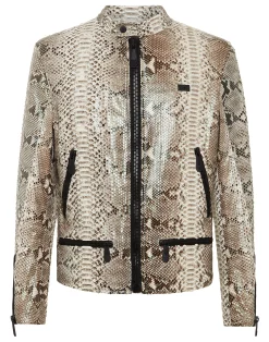 PHILIPP PLEIN Python Leather Moto Jacket Luxury>Uomo Giacche Di Pelle|Giacche E Cappotti