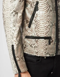 PHILIPP PLEIN Python Leather Moto Jacket Luxury><noscript><img data-lazyloaded=