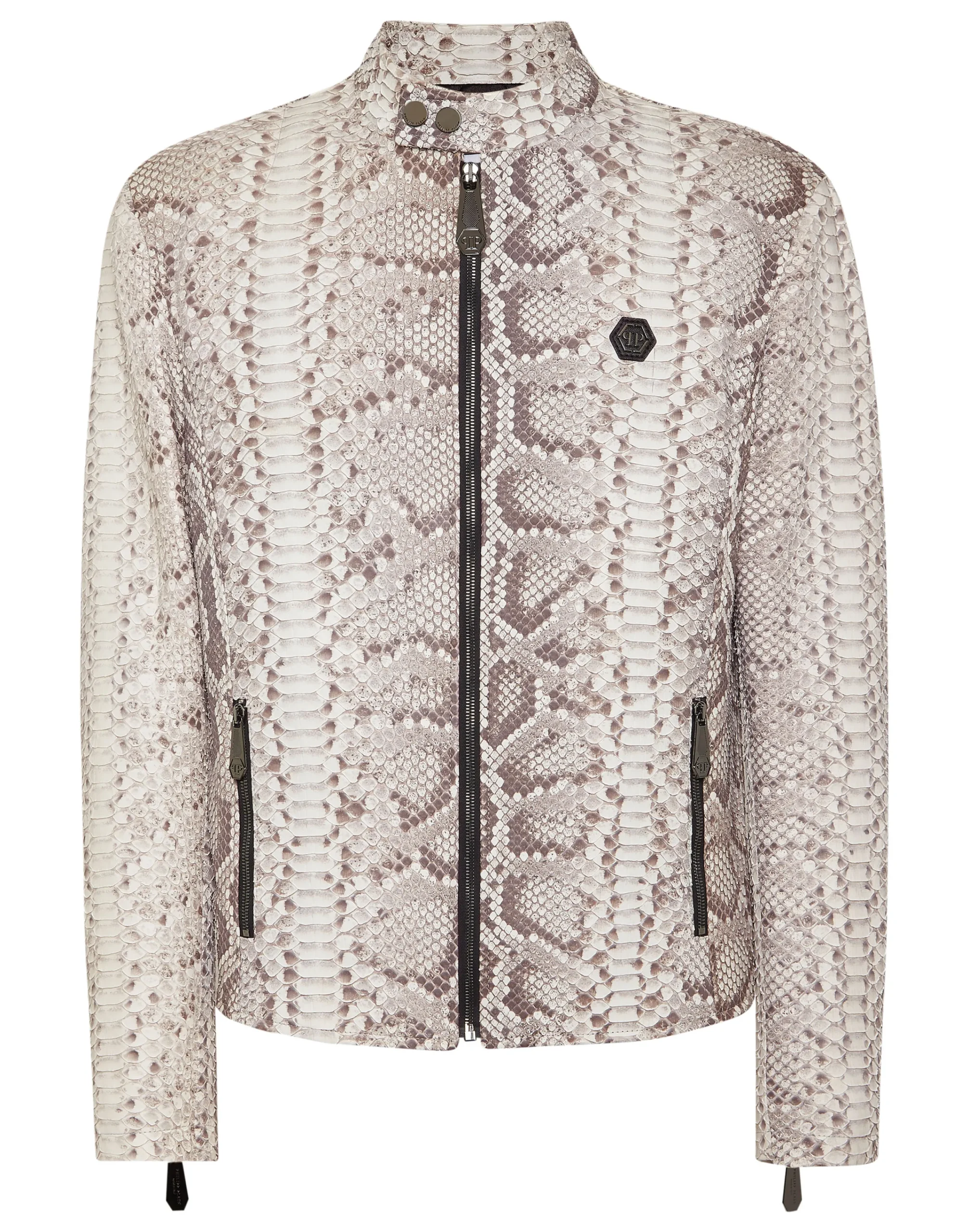 PHILIPP PLEIN Python Leather Moto Jacket>Uomo Giacche Di Pelle|Giacche E Cappotti