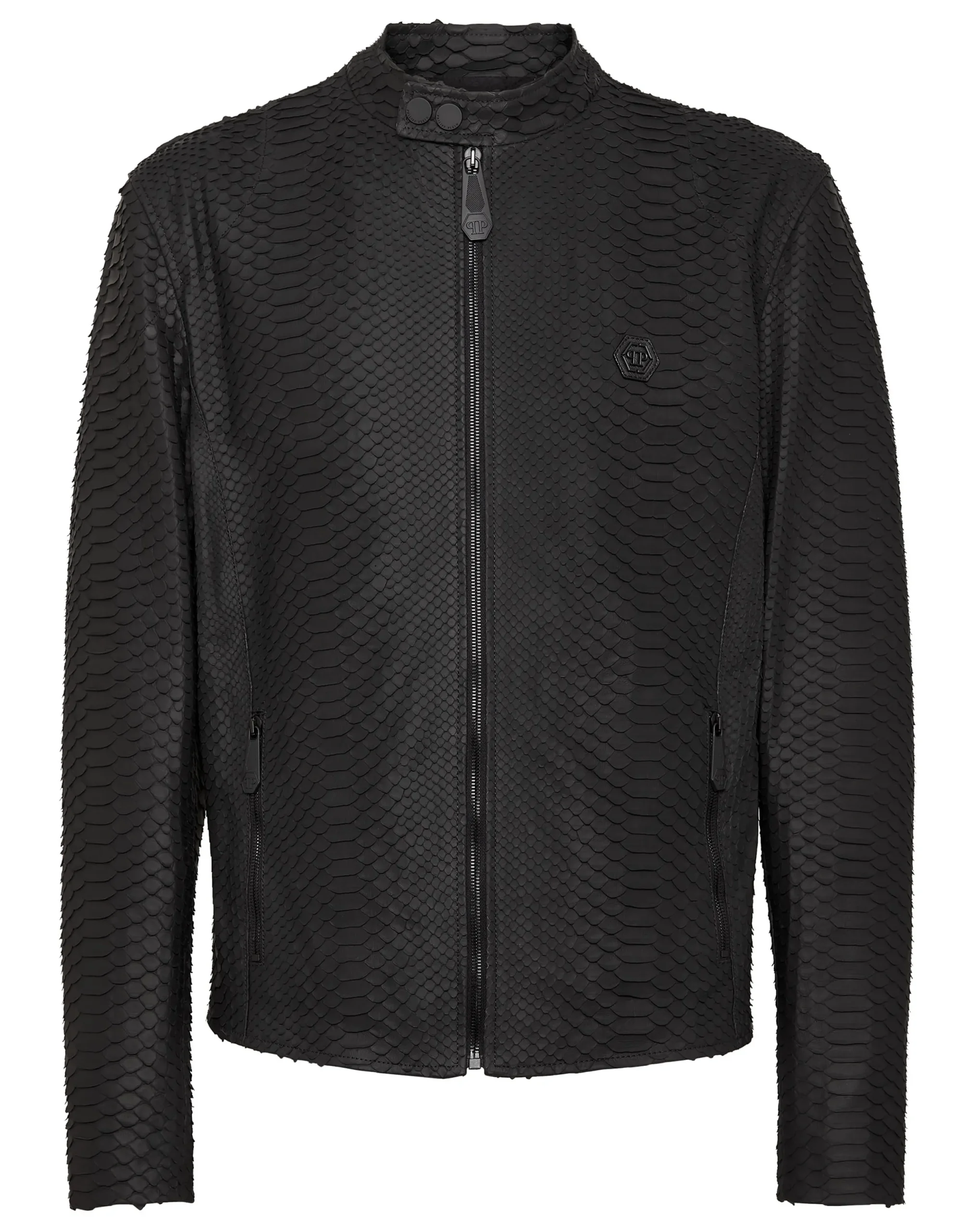 PHILIPP PLEIN Python Leather Moto Jacket>Uomo Giacche Di Pelle|Giacche E Cappotti