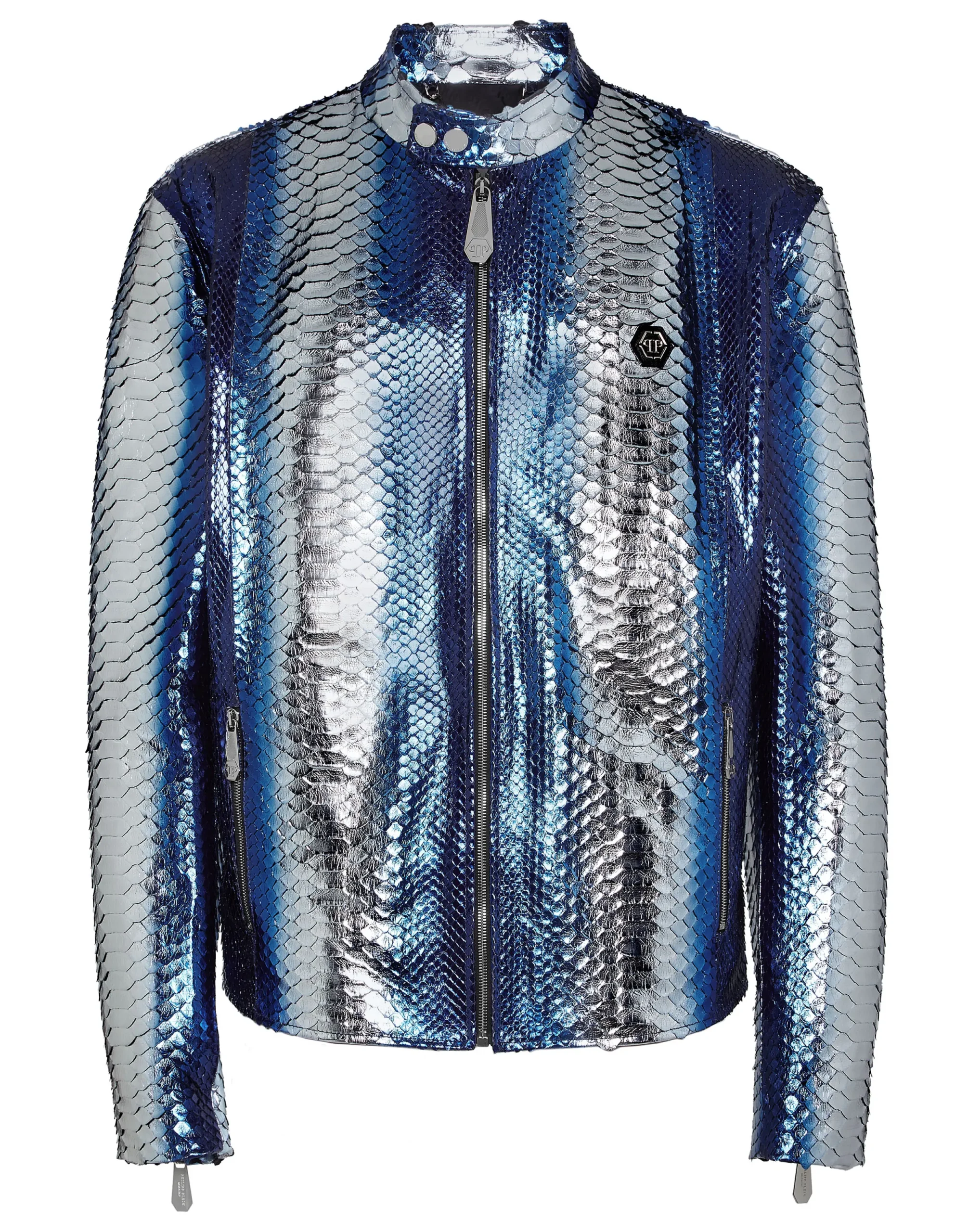 PHILIPP PLEIN Python Leather Moto Jacket>Uomo Giacche Di Pelle|Giacche E Cappotti