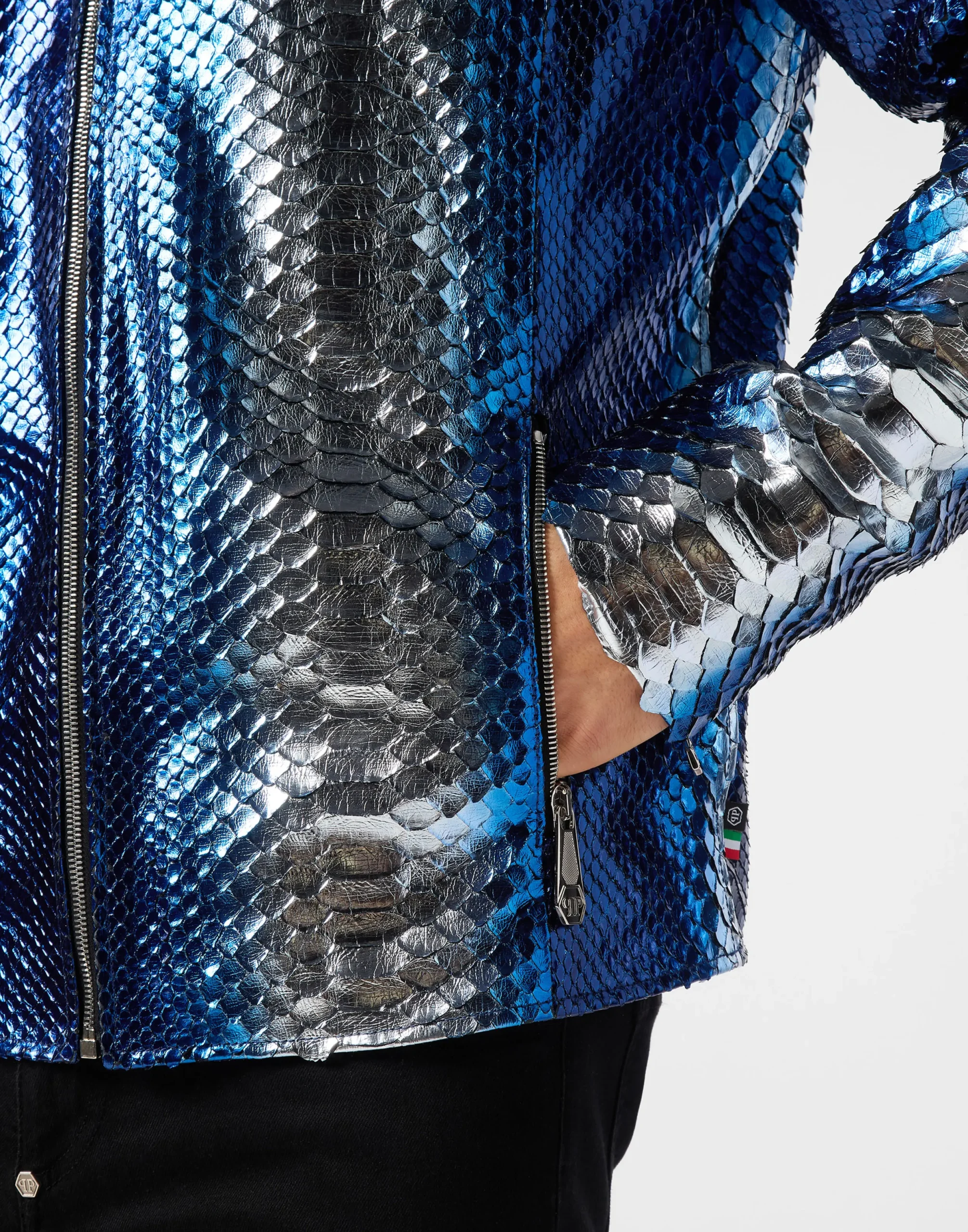 PHILIPP PLEIN Python Leather Moto Jacket>Uomo Giacche Di Pelle|Giacche E Cappotti