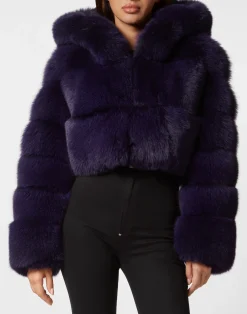 PHILIPP PLEIN Real Fur Short Jacket>Donna Giubbotti
