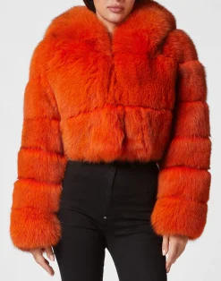 PHILIPP PLEIN Real Fur Short Jacket>Donna Giubbotti