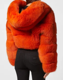 PHILIPP PLEIN Real Fur Short Jacket><noscript><img data-lazyloaded=