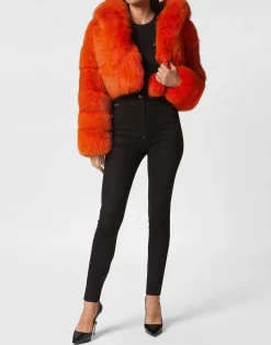 PHILIPP PLEIN Real Fur Short Jacket><noscript><img data-lazyloaded=