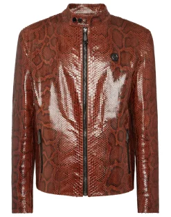 PHILIPP PLEIN Real Python Leather Jacket>Uomo Giacche Di Pelle