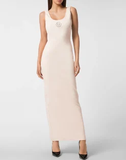 PHILIPP PLEIN Rib Long Tank Dress Stones Wash Hexagon><noscript><img data-lazyloaded=