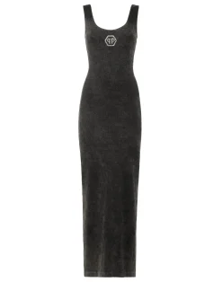PHILIPP PLEIN Rib Long Tank Dress Stones Wash Hexagon>Donna Abiti E Gonne|T-Shirt & Polo