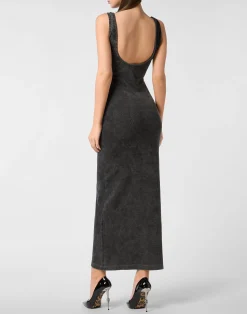 PHILIPP PLEIN Rib Long Tank Dress Stones Wash Hexagon><noscript><img data-lazyloaded=