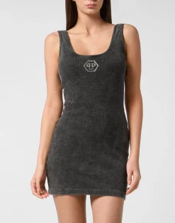PHILIPP PLEIN Rib Mini Tank Dress Hexagon>Donna Abiti E Gonne|T-Shirt & Polo