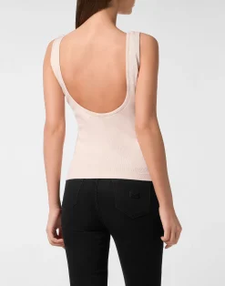 PHILIPP PLEIN Rib Tank Top Stones Wash Hexagon><noscript><img data-lazyloaded=