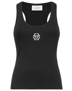 PHILIPP PLEIN Ribbed Tank Top Hexagon>Donna Top