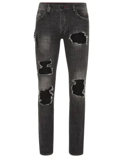 PHILIPP PLEIN Rock Star Fit Jeans Patch>Uomo Denim