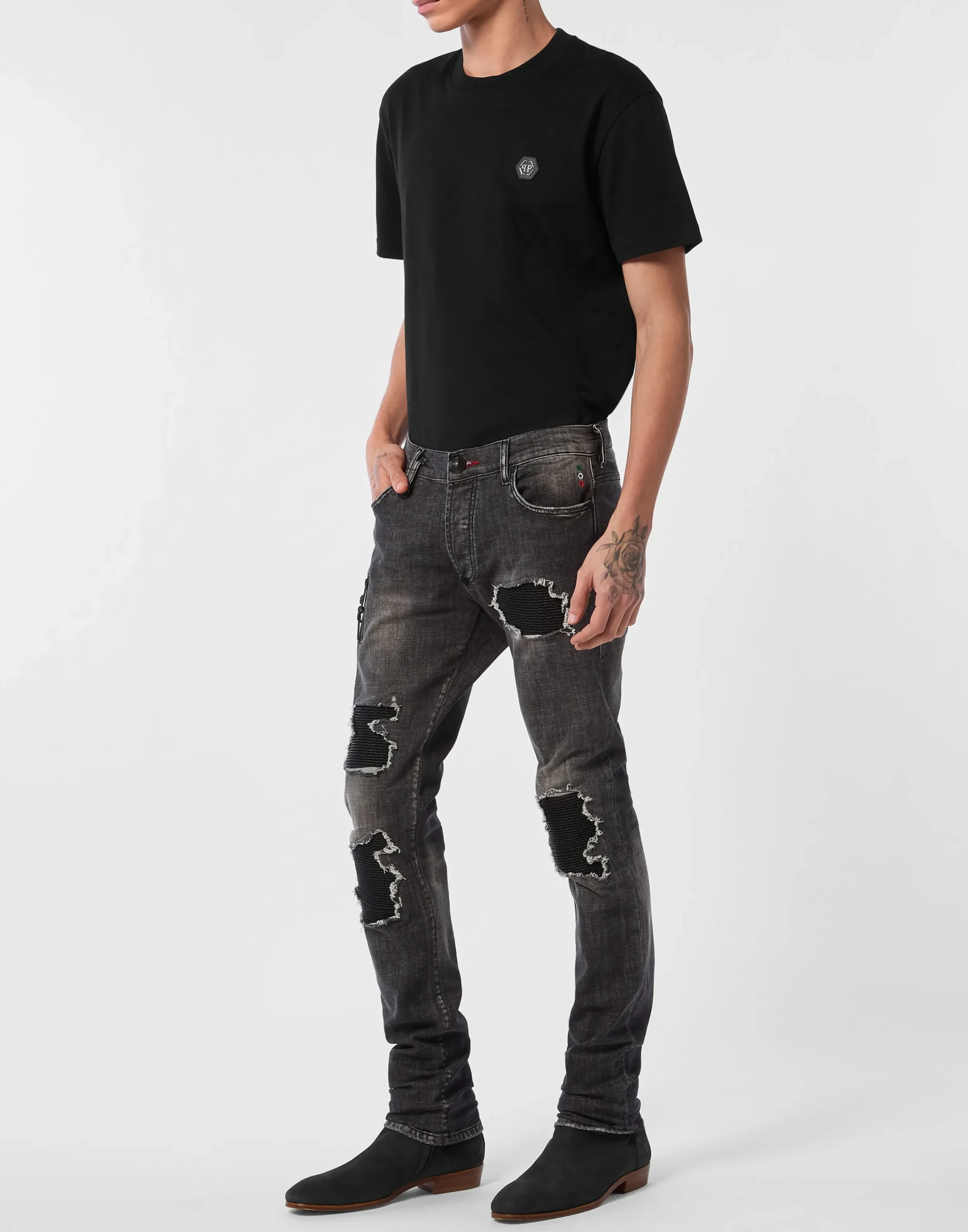 PHILIPP PLEIN Rock Star Fit Jeans Patch>Uomo Denim