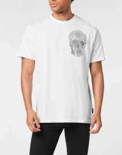 PHILIPP PLEIN Round Neck Heavy Cotton T-Shirt Crystal Skull>Uomo T-Shirts