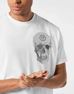 PHILIPP PLEIN Round Neck Heavy Cotton T-Shirt Crystal Skull><noscript><img data-lazyloaded=