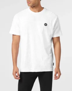 PHILIPP PLEIN Round Neck Jacquard T-Shirt Crest>Uomo T-Shirts