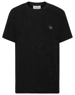 PHILIPP PLEIN Round Neck Jacquard T-Shirt Crest>Uomo T-Shirts