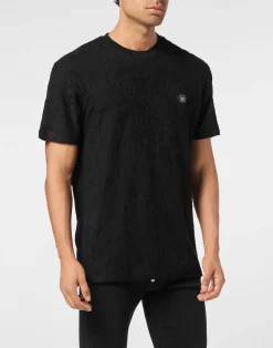 PHILIPP PLEIN Round Neck Jacquard T-Shirt Crest>Uomo T-Shirts