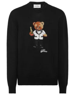 PHILIPP PLEIN Round Neck Knitted Pullover Philipps Teddy Bear>Uomo Maglieria