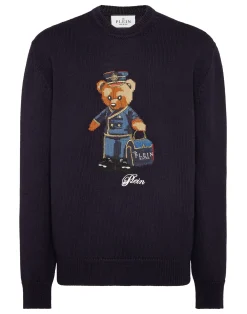 PHILIPP PLEIN Round Neck Knitted Pullover Reception Teddy>Uomo Maglieria
