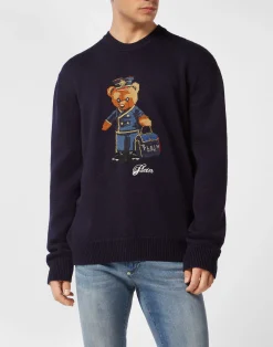 PHILIPP PLEIN Round Neck Knitted Pullover Reception Teddy>Uomo Maglieria