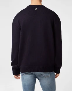 PHILIPP PLEIN Round Neck Knitted Pullover Reception Teddy><noscript><img data-lazyloaded=