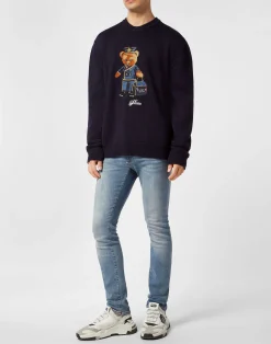PHILIPP PLEIN Round Neck Knitted Pullover Reception Teddy><noscript><img data-lazyloaded=